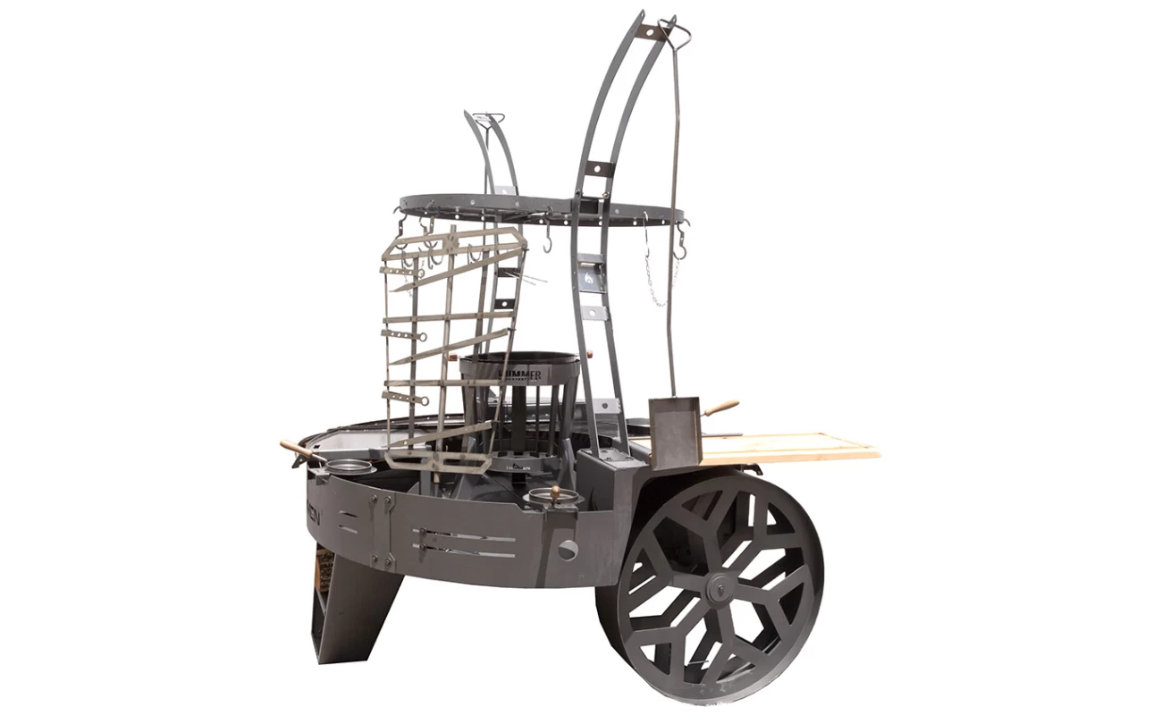 FOGON MOVIL TROMEN HUMMER CON PARRILLA, PLANCHA Y ESTACA