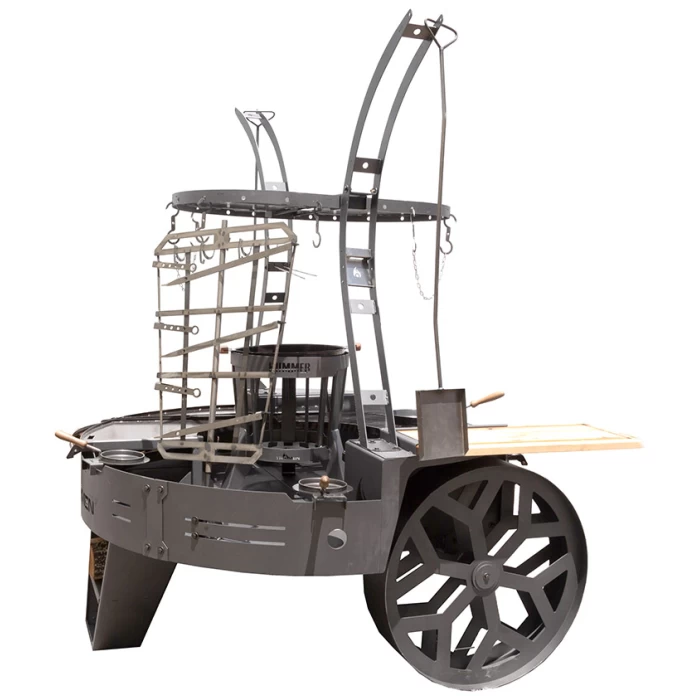 FOGON MOVIL TROMEN HUMMER CON PARRILLA, PLANCHA Y ESTACA