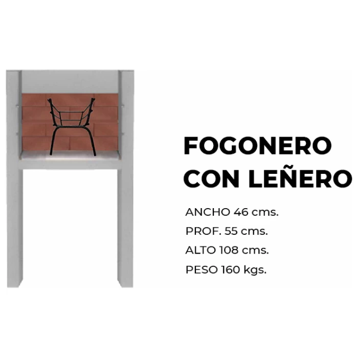 Fogón prefabricado con leñero