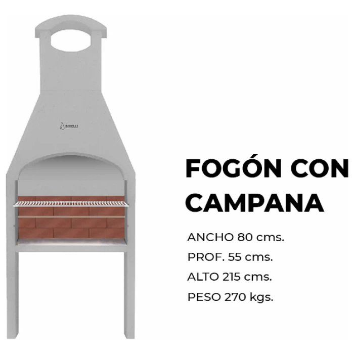 Fogón con campana prefabricado Binelli