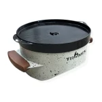 Brasero De Mesa Tromen Asas De Madera Enlozado Circular 29cm