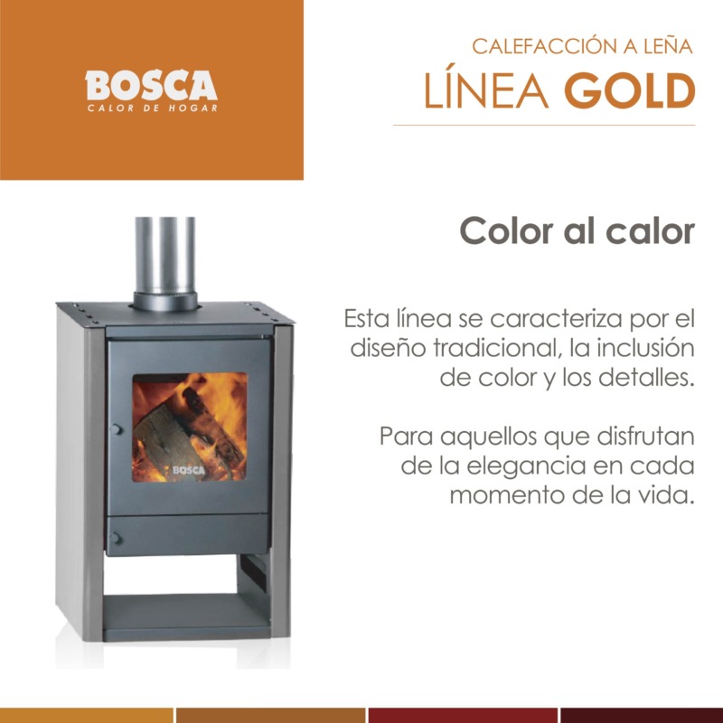 Salamandra a leña Bosca Gold 380 Acero Inoxidable