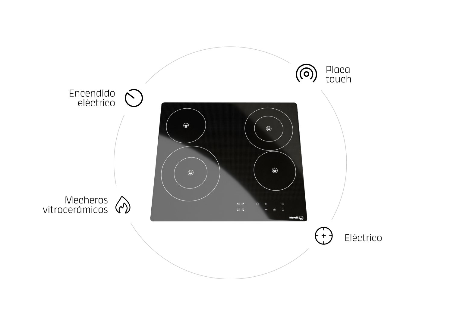 Anafe Eléctrico Morelli Vetro 4 Hornallas