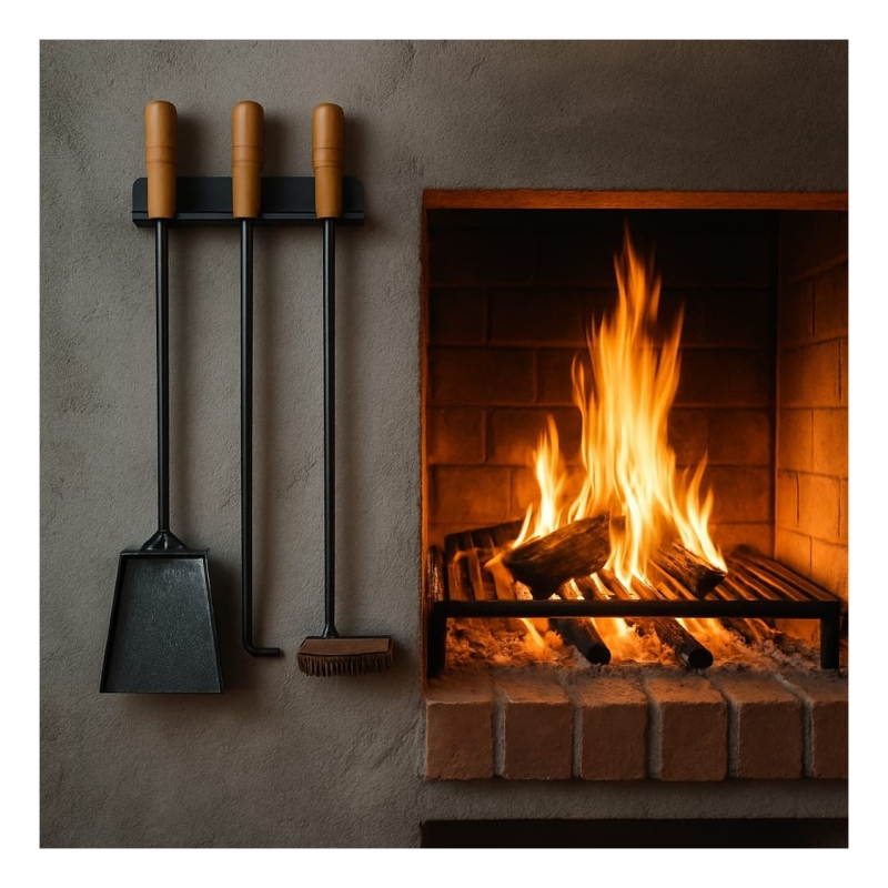 Set Pala + Atizador + Cepillo 60cm con soporte Invernativa