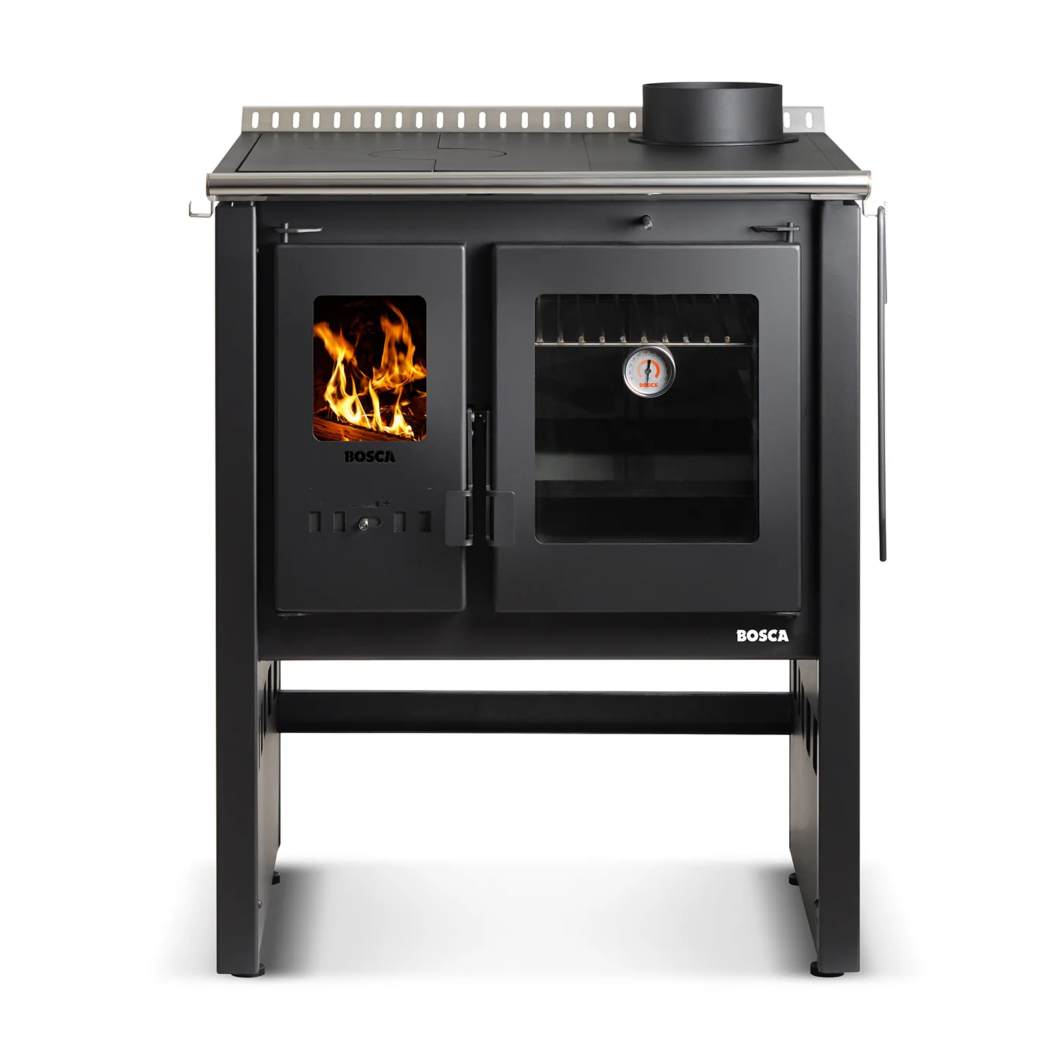 A-ARES70-FRONTAL-1500X1500-B Cocina a Leña Bosca Ares 70 Charcoal