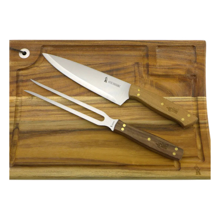 Set Parrillero Tabla + Cuchillo + Tenedor Kangkawe