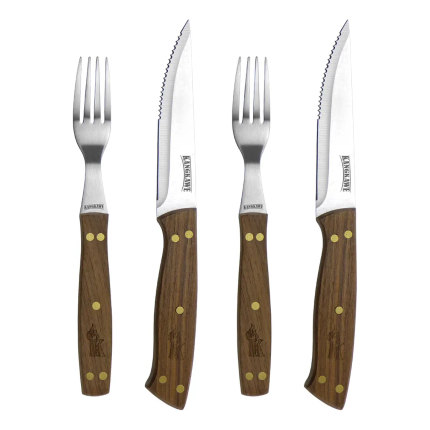 Set De 2 Cuchillos + 2 Tenedores Para Asado Kangkawe