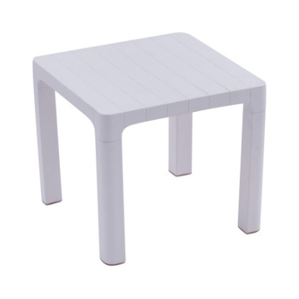 Mesa Auxiliar de Exterior Lotus Blanca PVC con Protección UV