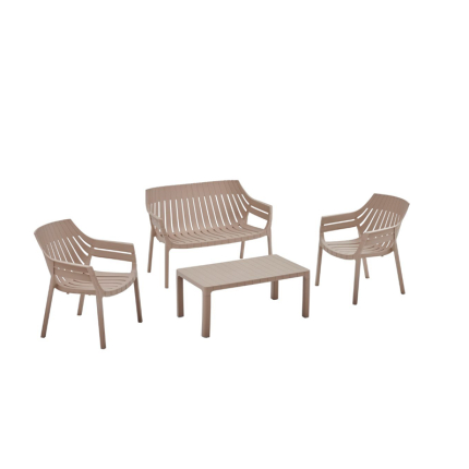 Set de Exterior Lotus Beige – Living de Jardín 4 Piezas