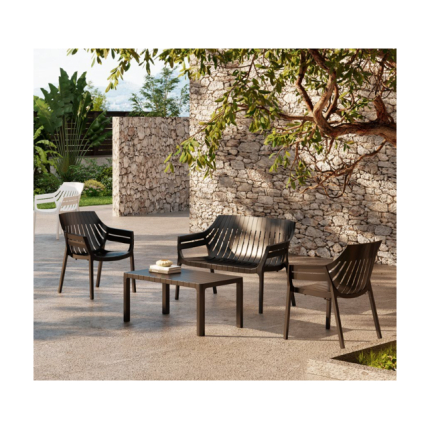 Set de Exterior Lotus Negro – Living de Jardín 4 Piezas