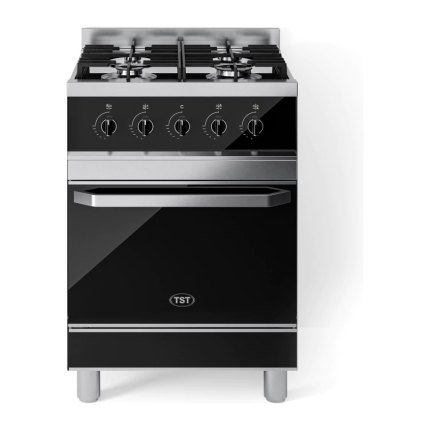 Cocina Semi Industrial TST Vesta 60 cm Negra Vidrio Templado