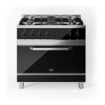 Cocina Semi Industrial TST Vesta 90 cm Negra Vidrio Templado