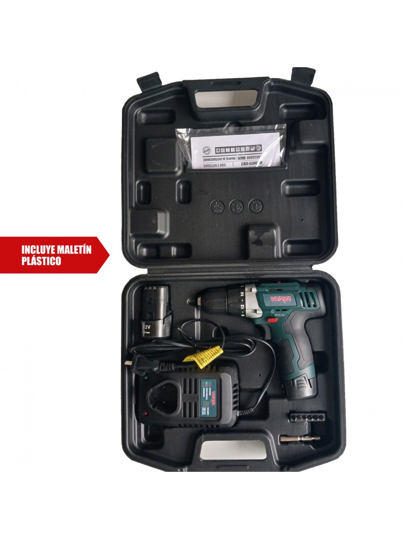 Taladro Atornillador Recargable Versa 12V 10 mm con Batería de Litio