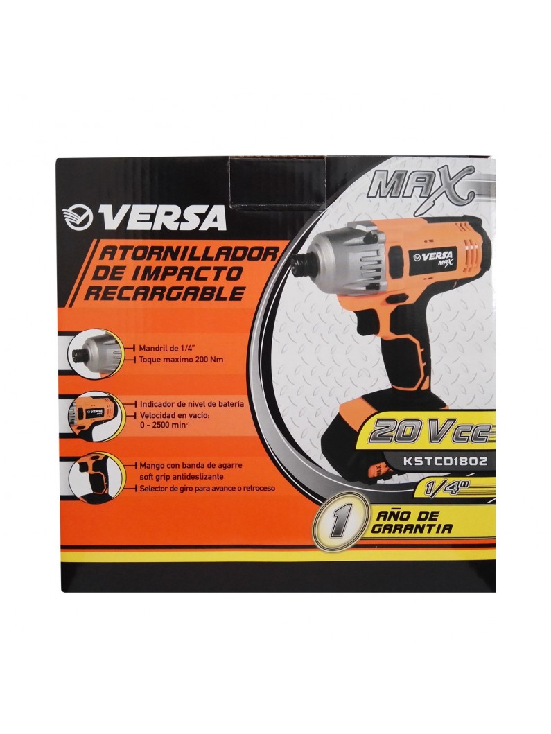 Atornillador de Impacto Recargable Versa MAX 20V 1/4" 200 Nm