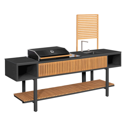 Cocina Exterior Vivre con Parrilla a Gas - Negro - Intermobili